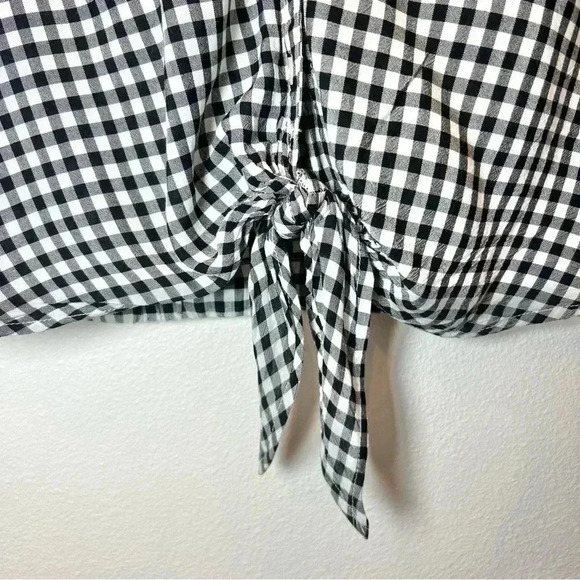 Jones New York Women's Front Tie Button Down Gingham Blouse Size Medium - Picture 7 of 13